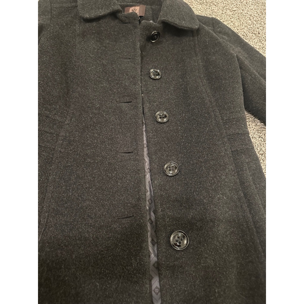 Anne Klein Gray Black Wool Blend Pea Coat Trench Petite 8 - Picture 10 of 13